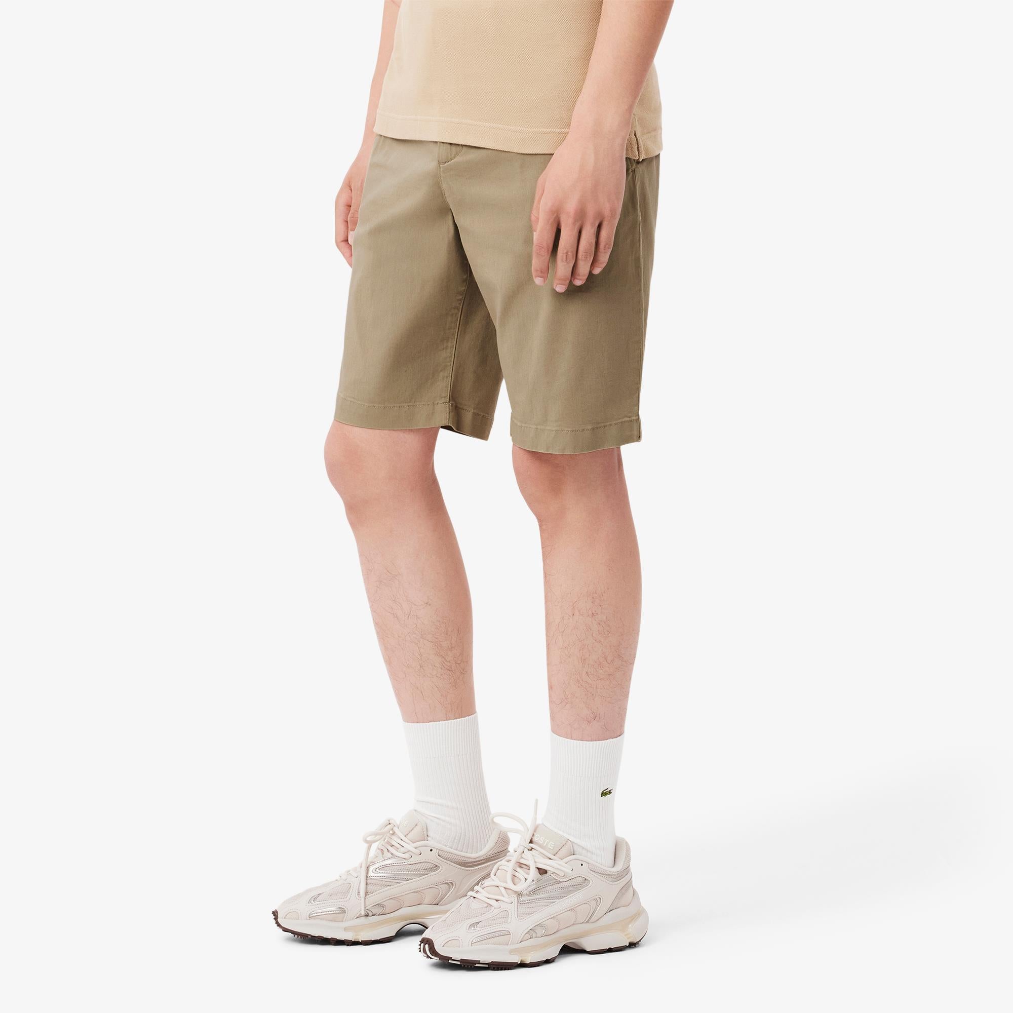 Lacoste Mens Slim Fit Cotton Chino Shorts Beige